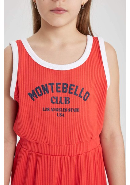 Kız Çocuk Baskılı Fitilli Kaşkorse Kolsuz Uzun Tulum B4878A824SM