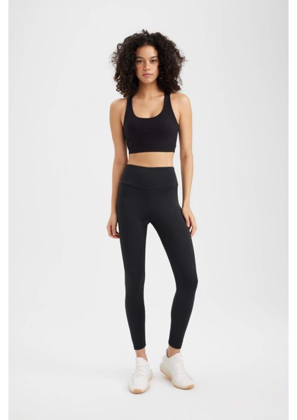 Fit Siyah Yüksek Bel İçi Yumuşak Tüylü Beli Saran Basic Sporcu Tayt W8206AZ24SP
