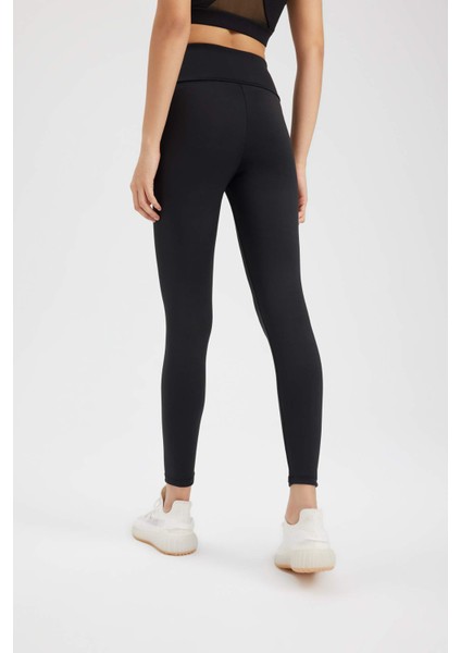Fit Siyah Yüksek Bel İçi Yumuşak Tüylü Beli Saran Basic Sporcu Tayt W8206AZ24SP