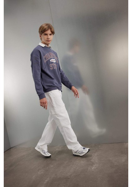 Erkek Çocuk Kargo Fit Düz Paça Jean Pantolon B5744A824SM