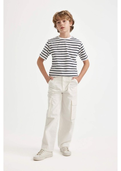 Erkek Çocuk Kargo Fit Düz Paça Jean Pantolon B5744A824SM