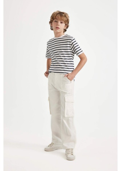 Erkek Çocuk Kargo Fit Düz Paça Jean Pantolon B5744A824SM