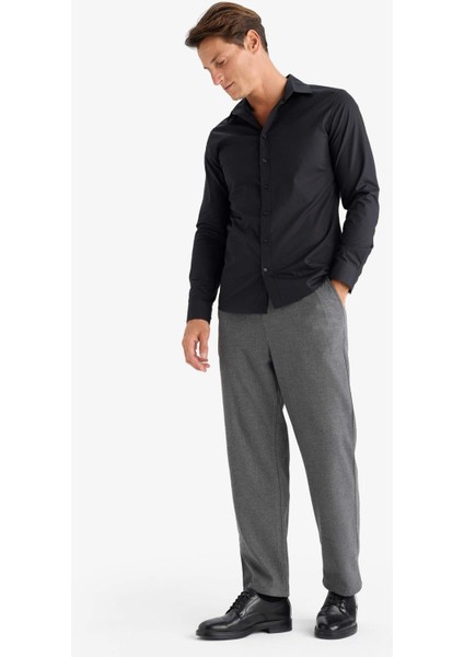 Pantolon Relax Fit Beli Bağcıklı Cepli Basic Düz Düz Paça B7336AX23WN