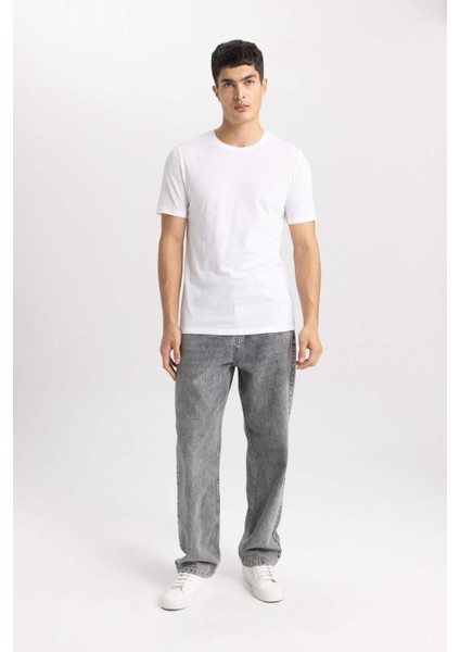 Slim Fit Dar Kesim Bisiklet Yaka Modal Karışımlı Pamuklu Basic Düz Kısa Kollu Beyaz Tişört M6606AZ24SP