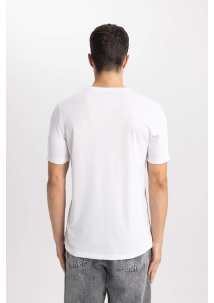 Slim Fit Dar Kesim Bisiklet Yaka Modal Karışımlı Pamuklu Basic Düz Kısa Kollu Beyaz Tişört M6606AZ24SP