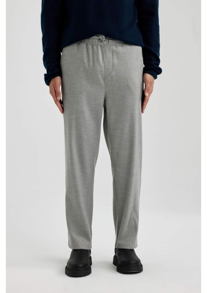 Pantolon Relax Fit Beli Bağcıklı Cepli Basic Düz Düz Paça B7336AX23WN