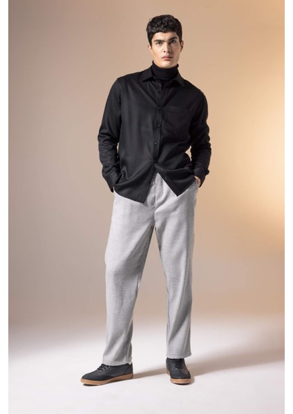 Pantolon Relax Fit Beli Bağcıklı Cepli Basic Düz Düz Paça B7336AX23WN