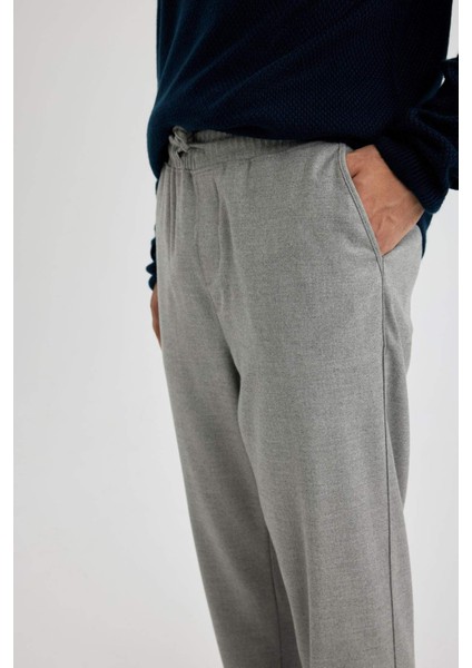 Pantolon Relax Fit Beli Bağcıklı Cepli Basic Düz Düz Paça B7336AX23WN