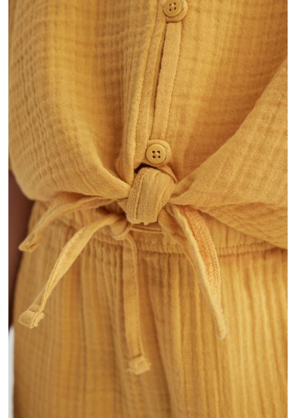 Kız Çocuk Önden Bağlamalı Kısa Kollu Bluz B5062A824SM