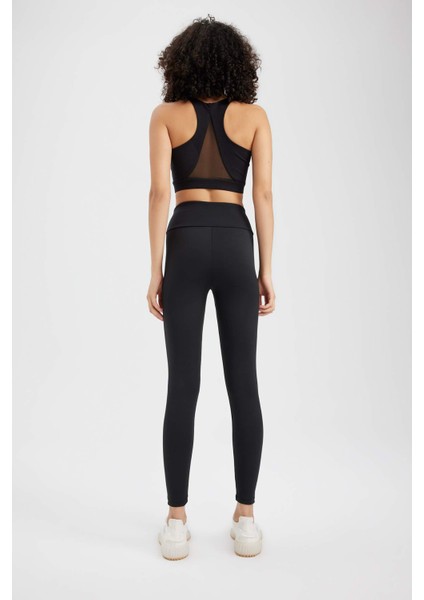 Fit Siyah Yüksek Bel İçi Yumuşak Tüylü Beli Saran Basic Sporcu Tayt W8206AZ24SP
