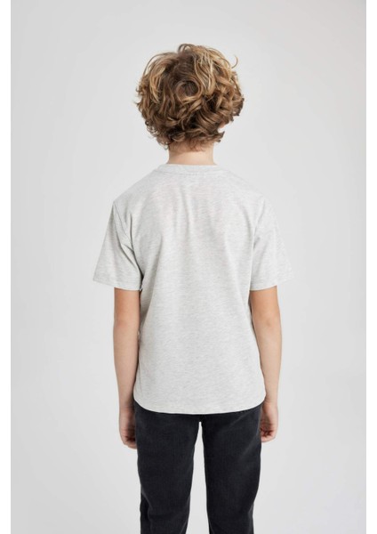 Erkek Çocuk Bisiklet Yaka Basic Düz Kısa Kollu Tişört K1687A624SM