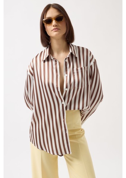 Eyesof Çizgili Saten Gömlek modelleri
