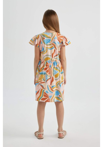 Kız Çocuk Desenli Kısa Kollu Elbise B4339A824SM