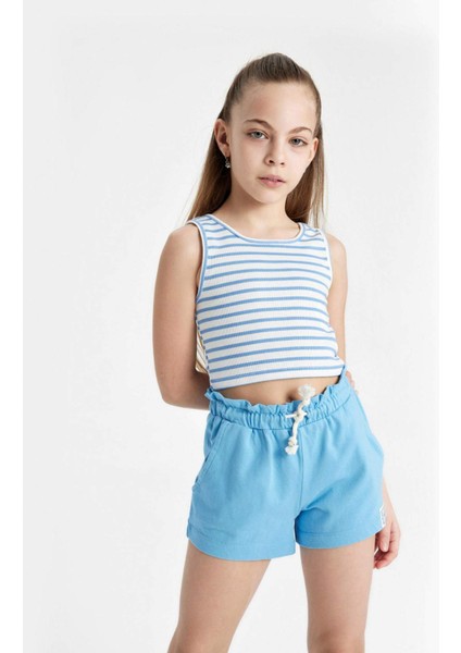 Kız Çocuk Beli Bağcıklı Şort