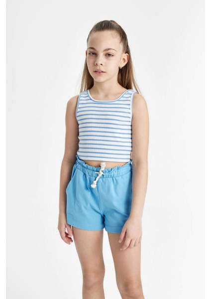 Kız Çocuk Beli Bağcıklı Şort