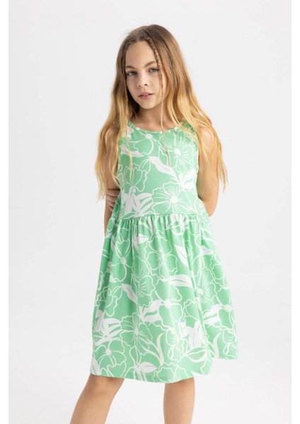 Kız Çocuk Desenli Kolsuz Elbise B4338A824SM