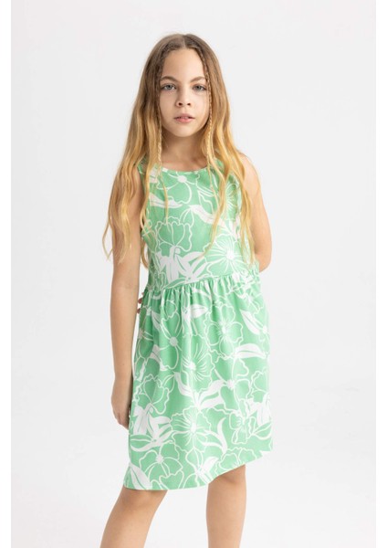 Kız Çocuk Desenli Kolsuz Elbise B4338A824SM