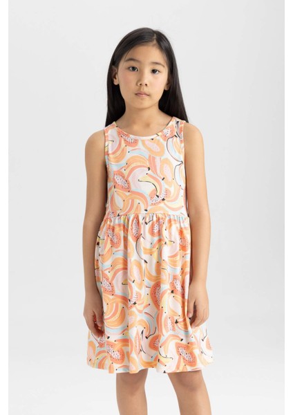 Kız Çocuk Desenli Kolsuz Elbise B4338A824SM