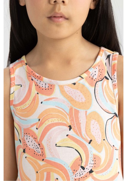 Kız Çocuk Desenli Kolsuz Elbise B4338A824SM