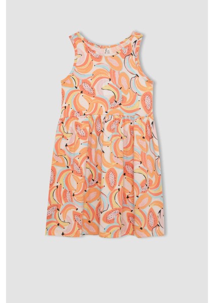 Kız Çocuk Desenli Kolsuz Elbise B4338A824SM