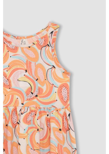 Kız Çocuk Desenli Kolsuz Elbise B4338A824SM