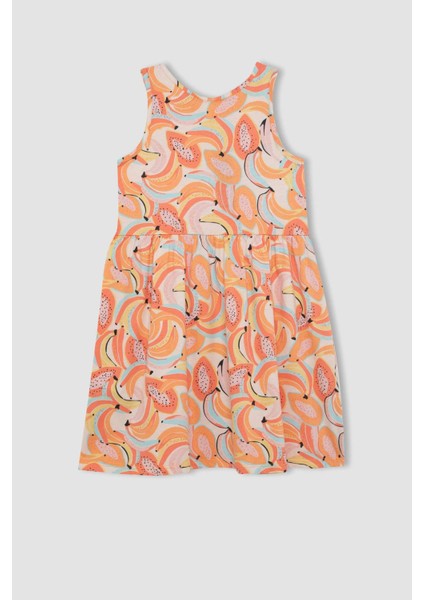 Kız Çocuk Desenli Kolsuz Elbise B4338A824SM