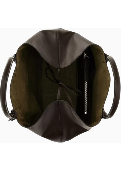 Medium Script Kahverengi Deri, Zarif ve Lüks Tote Çanta, Günlük Şehir Stili