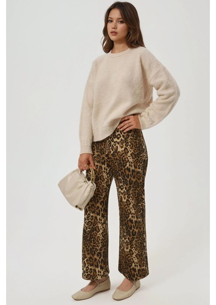 Kadın Örgü Detaylı Yumuşak Dokulu Bisiklet Yaka Triko Kazak Krem Doğal modelleri