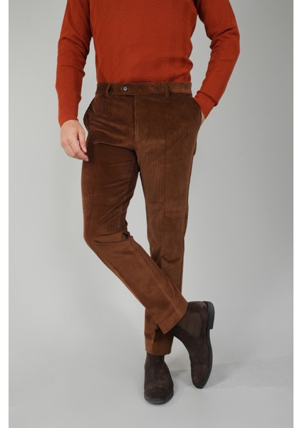 Kahve Kadife Pamuk Modal Likralı Esnek Rahat 4 Cepli Erkek Pantolon PNS24K24008_D11 modelleri