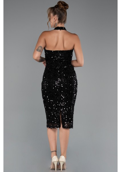 Halter Yaka Midi Taşlı Abiye Elbise ABK2437 fiyatları