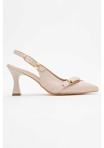Kadın Tokalı Açık Topuklu Ayakkabı Ten Cilt fiyatları