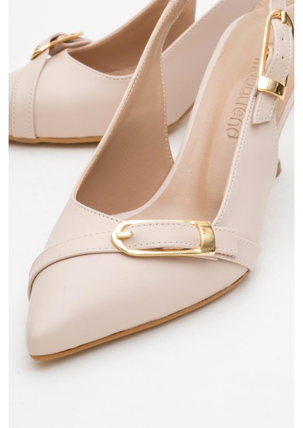 Kadın Tokalı Açık Topuklu Ayakkabı Ten Cilt modelleri