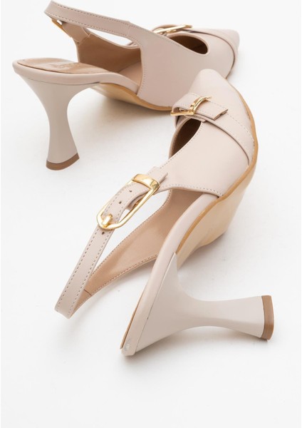 Kadın Tokalı Açık Topuklu Ayakkabı Ten Cilt fırsatları