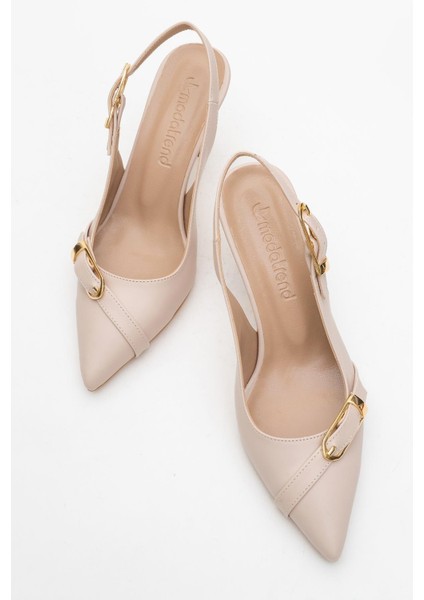 Kadın Tokalı Açık Topuklu Ayakkabı Ten Cilt indirimleri