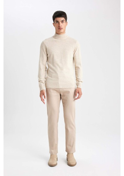 Slim Fit Dar Kesim Yarım Balıkçı Yaka Basic Düz Triko Kazak R1127AZ24SP