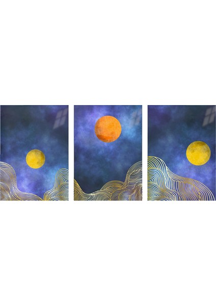 :temperli Cam Üçlü Set Tablo, Tablo, Üçlü Tablo, Uv Baskı, Cam Tablo, 3’lü Set, CUT012