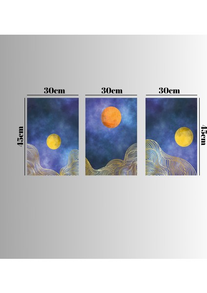 :temperli Cam Üçlü Set Tablo, Tablo, Üçlü Tablo, Uv Baskı, Cam Tablo, 3’lü Set, CUT012