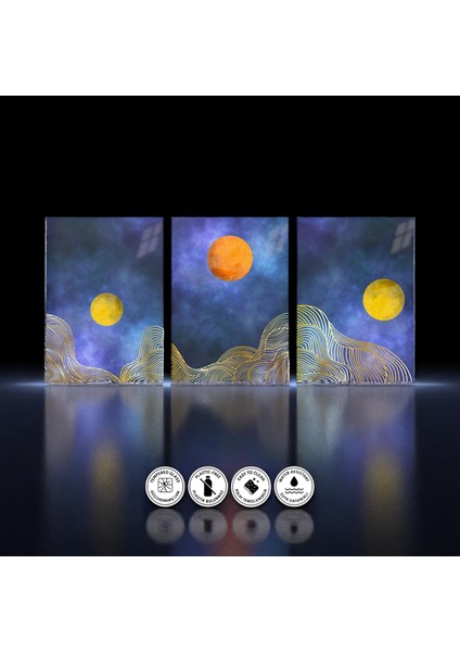 :temperli Cam Üçlü Set Tablo, Tablo, Üçlü Tablo, Uv Baskı, Cam Tablo, 3’lü Set, CUT012