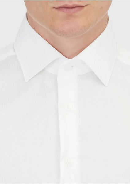 Beyaz Düz Regular Fit Dokuma Klasik %100 Pamuk Gömlek fırsatları