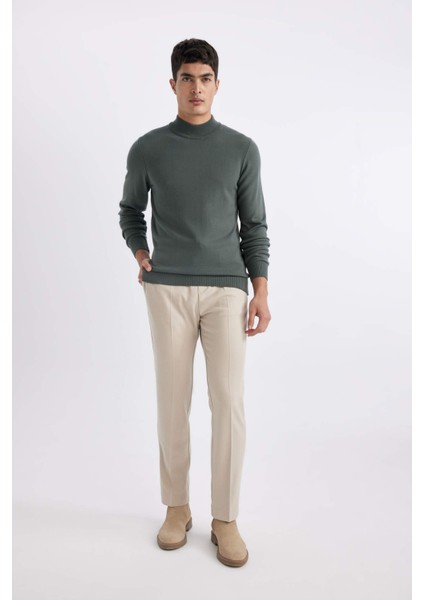 Slim Fit Dar Kesim Yarım Balıkçı Yaka Basic Düz Triko Kazak R1127AZ24SP