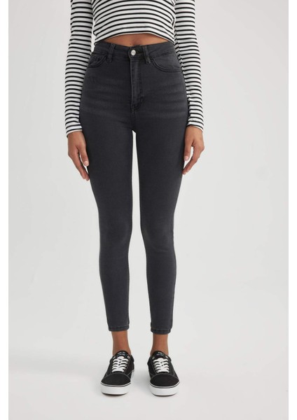 Kadın Antrasit Anna-Super Skinny Fit Dar Kesim Pamuklu Kot Pantolon B8593AXNS