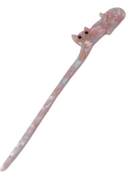 Yatan Kedi Figürlü Çubuk Saç Topuz Tokası (17CM) fiyatları