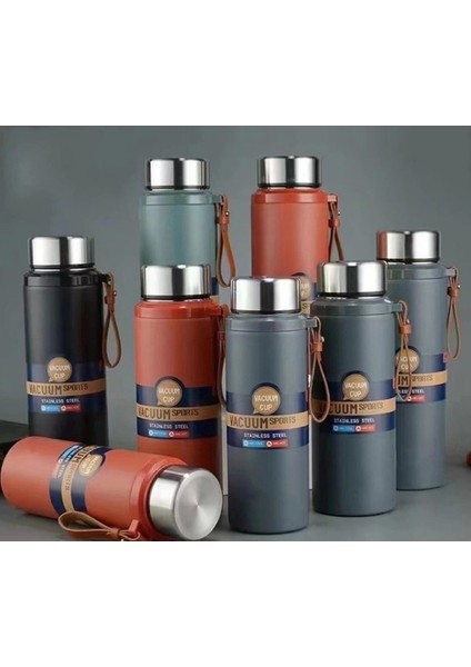 Paslanmaz Çelik Matara Termos Su Şişesi 600 ml Vakumlu Kapak - Kahverengi fiyatları
