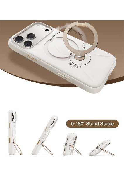 Apple iPhone 17 Pro O Stand Spin Silicone Serisi Magsafe Kılıf - Beyaz fırsatları