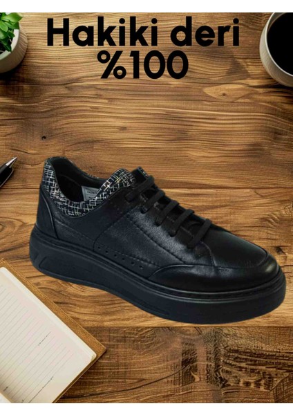 2592 Siyah Deri Spor Ayakkabı