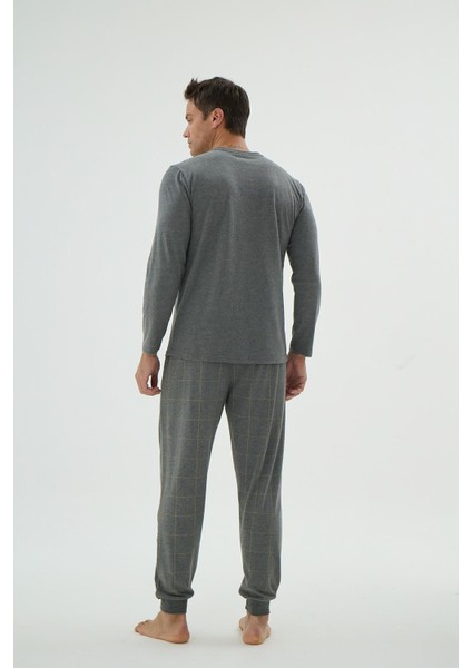 Erkek Uzun Kol Jogger Paça Antrasit Pijama Takımı C6T2N69 modelleri