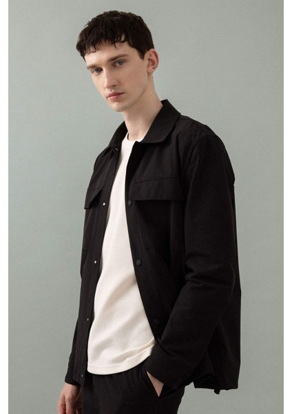 Regular Fit Polo Yaka Çıtçıt Kapamalı Cepli Teknik Gömlek Ceket B7396AX24SP