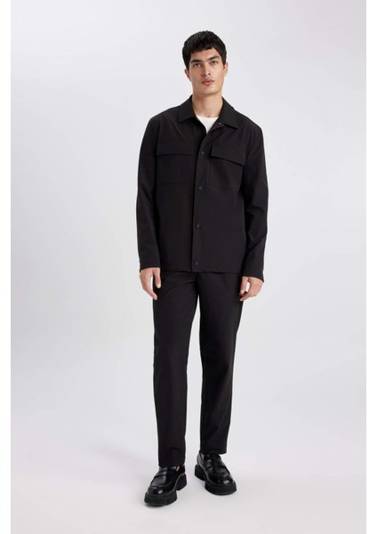 Regular Fit Polo Yaka Çıtçıt Kapamalı Cepli Teknik Gömlek Ceket B7396AX24SP