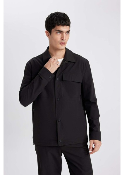Regular Fit Polo Yaka Çıtçıt Kapamalı Cepli Teknik Gömlek Ceket B7396AX24SP