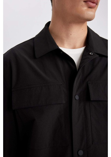 Regular Fit Polo Yaka Çıtçıt Kapamalı Cepli Teknik Gömlek Ceket B7396AX24SP